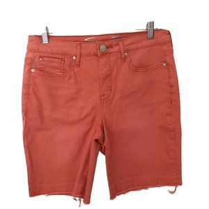 Seven 7 Womens Shorts 10 Orange Cut Off Stretch Denim Jean Bermuda Length